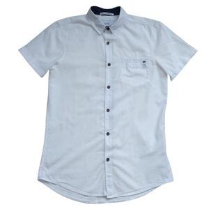 HOUSE BRAND Men's Cotton White Short Sleeve Shirt Slim Fit Size S